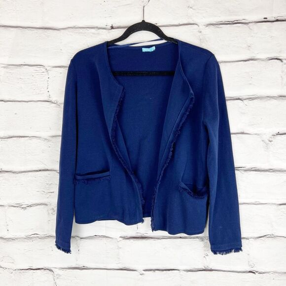 J. McLaughlin Women's M Navy Blue Cardigan Sweater Open Front - Picture 1 of 8
